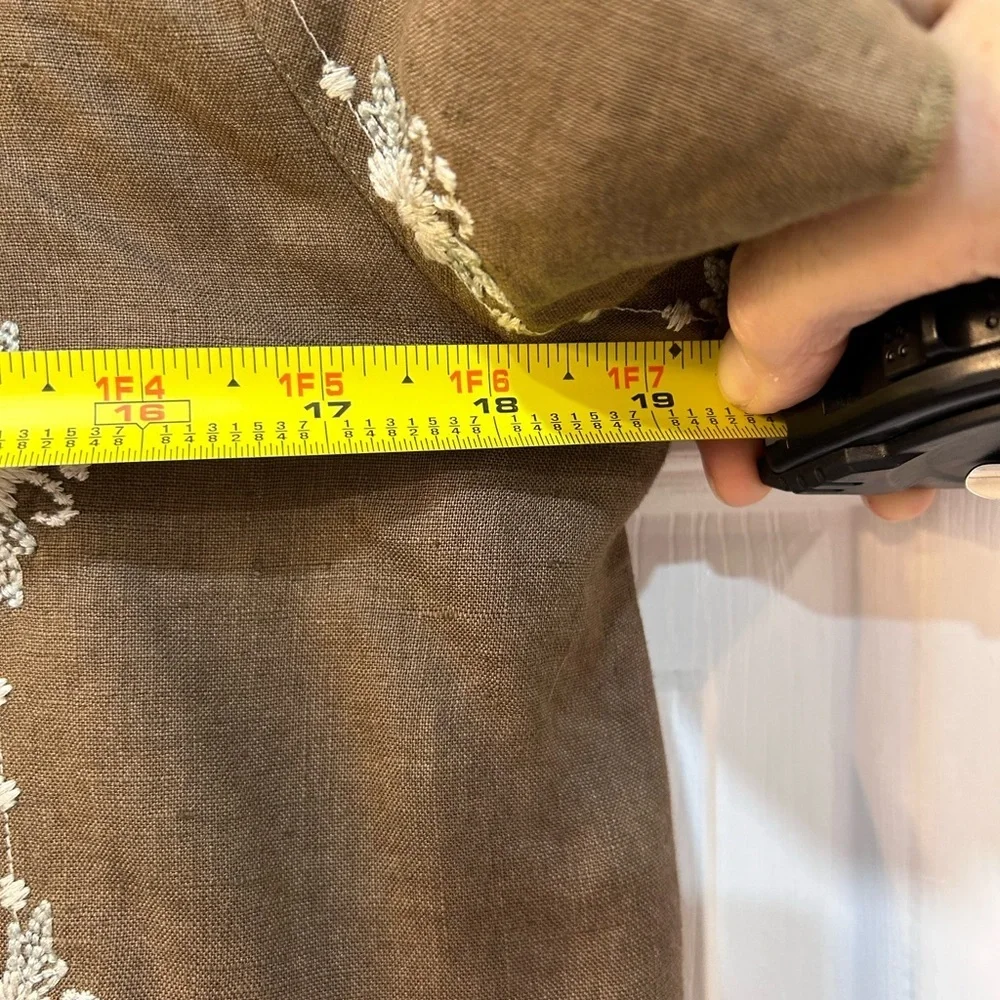 Johnny Was 100% Linen Heavily Embroidered Rustic Boho Tunic Top Sz s - Picture 9 of 12